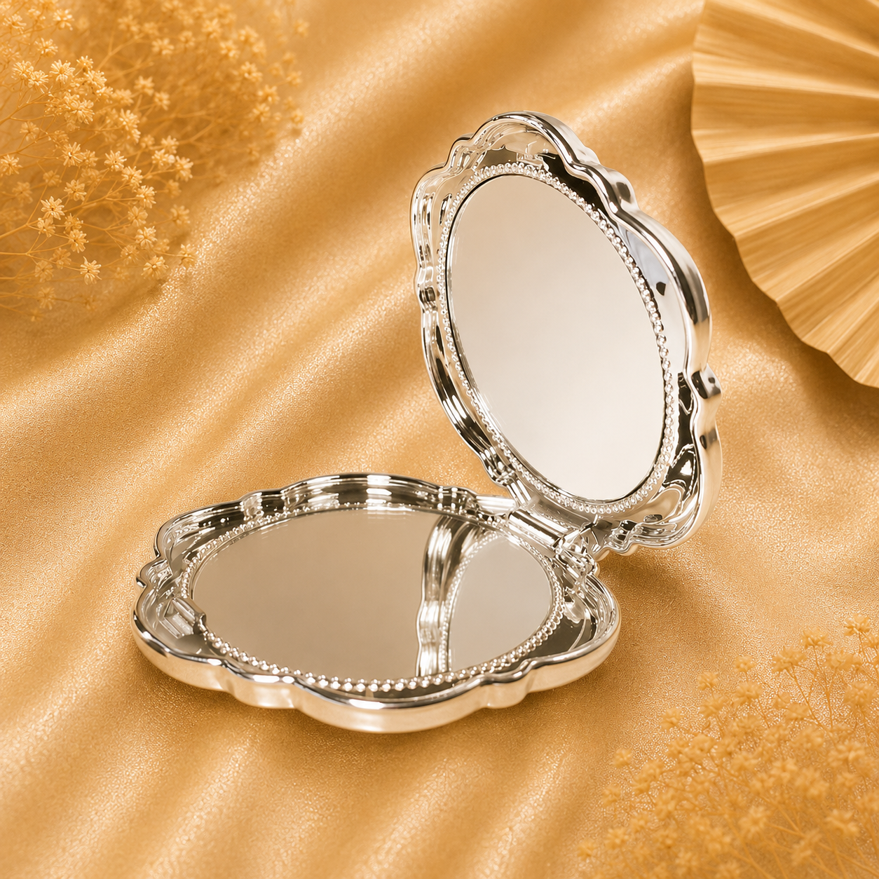 Miroir de poche argent