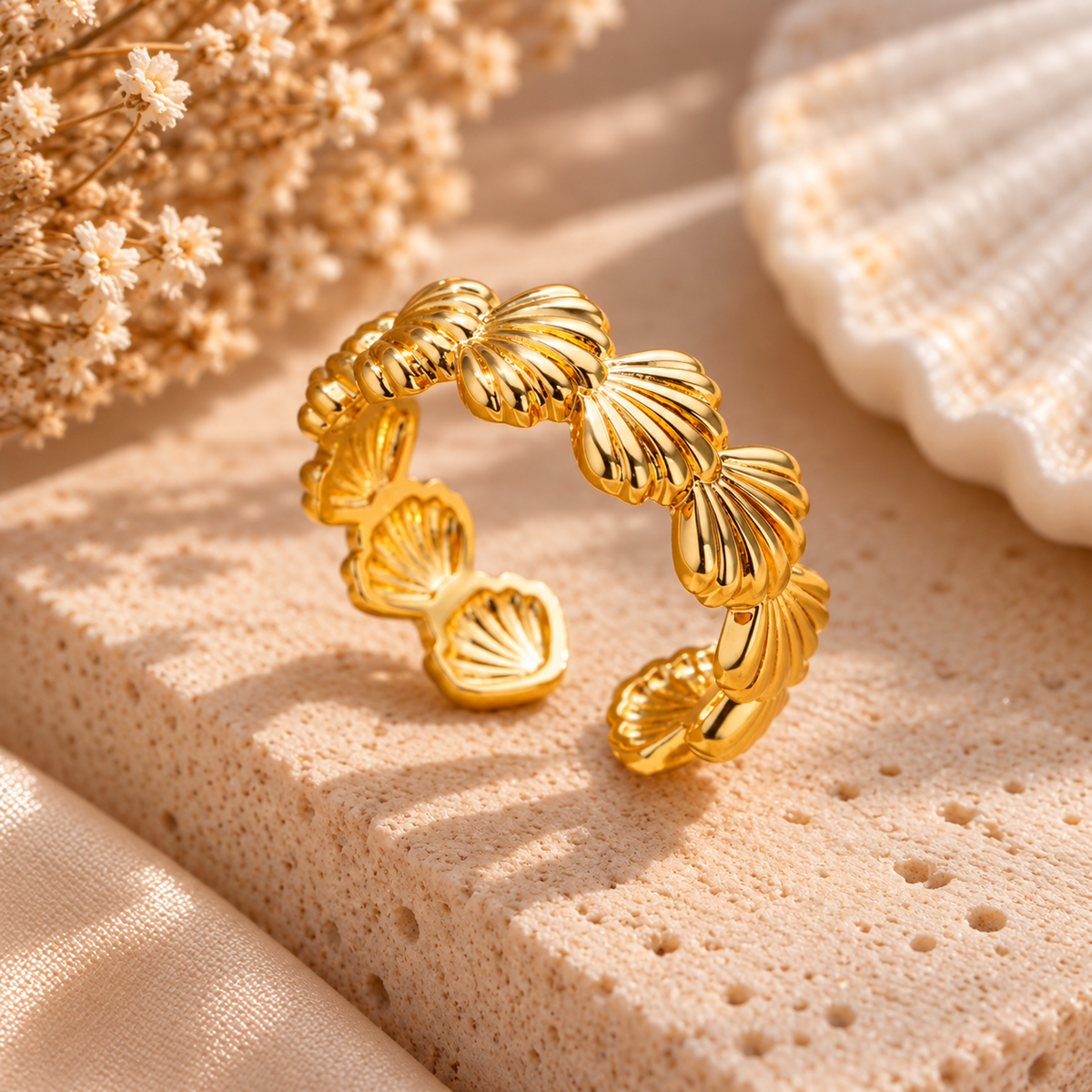 🐚 Bague Coquillage Dorée